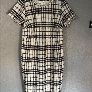 Motherhood Maternity Black and White Plaid Midi Shift Dress